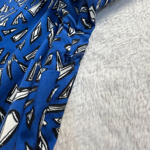 Markus Lupfer Womens Blue Geometric Print Short Sleeve Tiered Midi Dress Size 8 - Picture 7 of 12